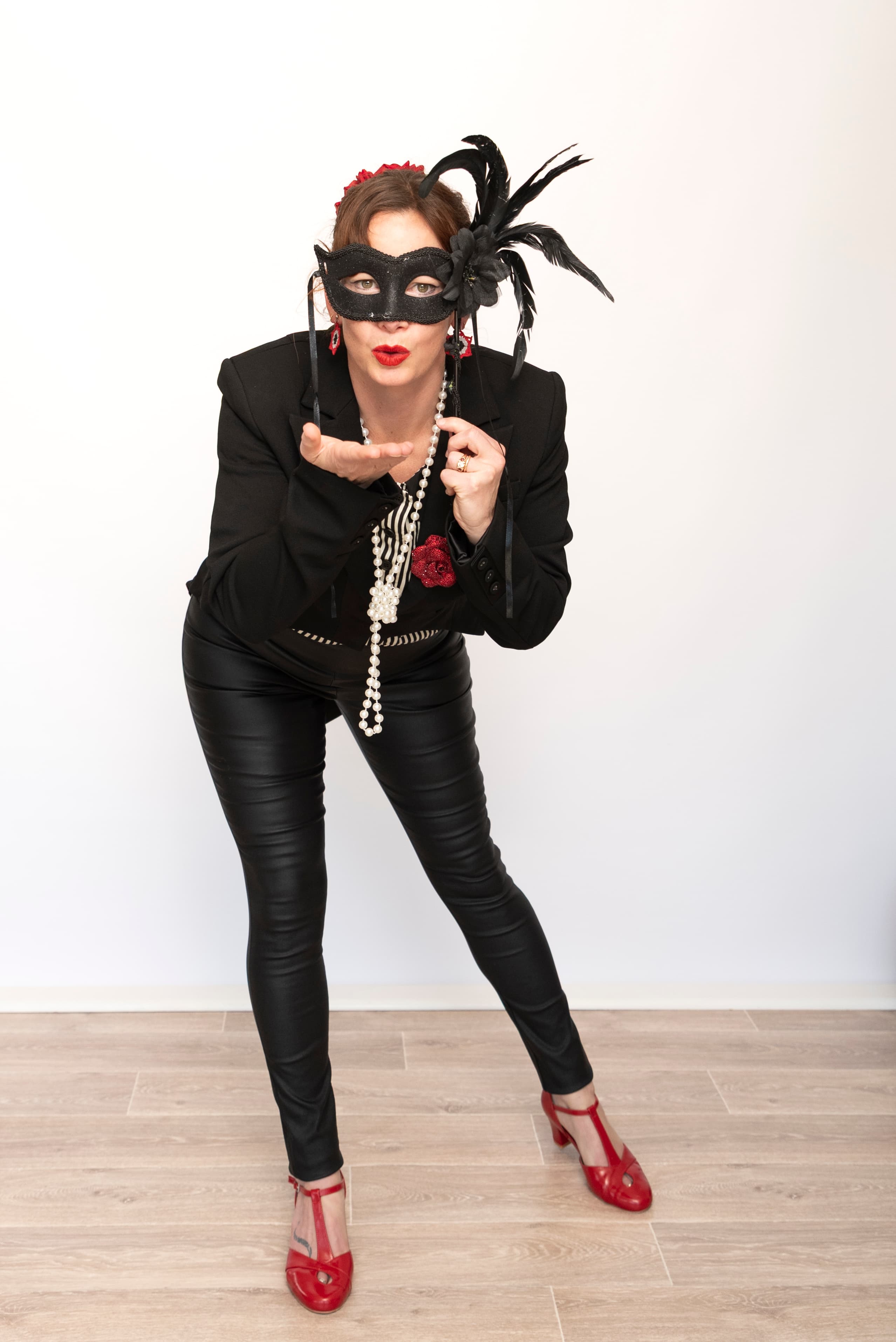 Belinda in masquerade mask