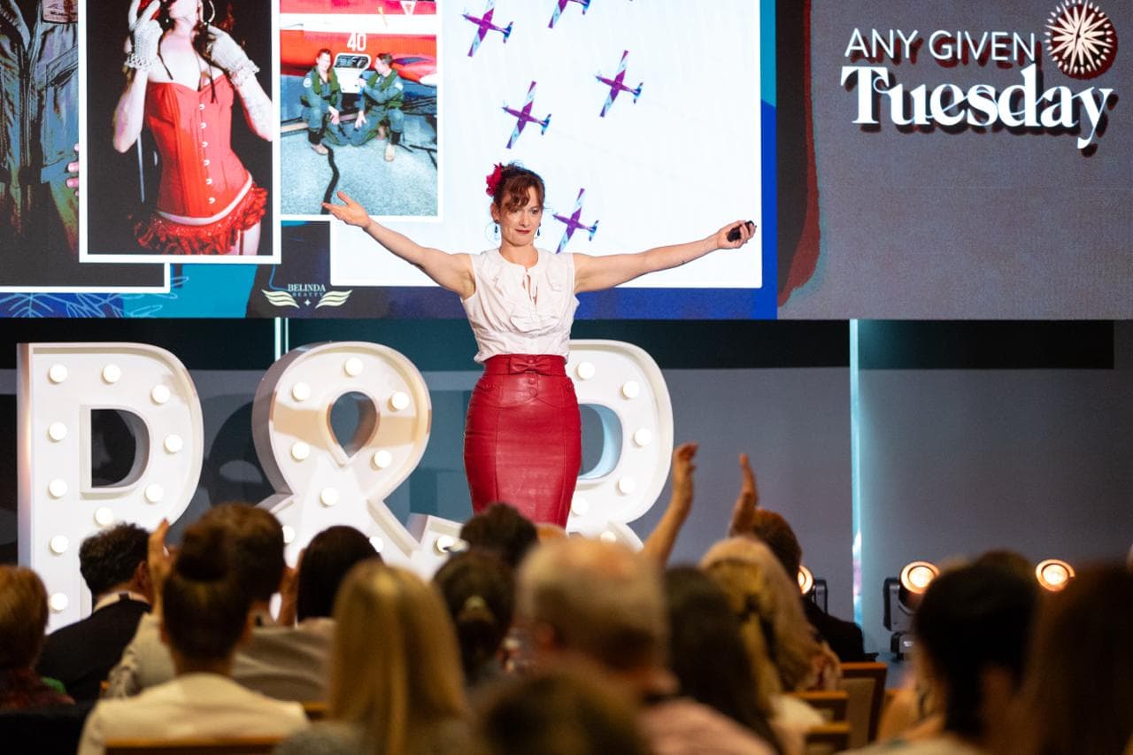 Belinda Beatty delivering a keynote on stage