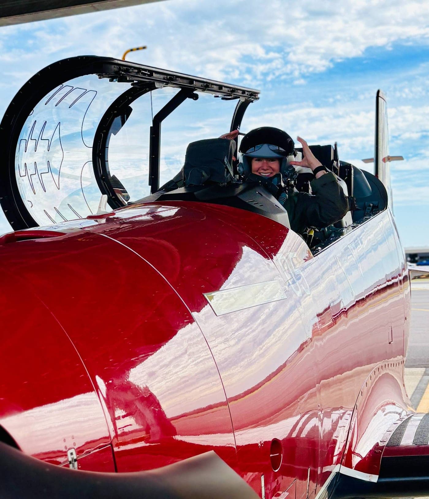 Belinda Beatty in the cockpit before a sortie